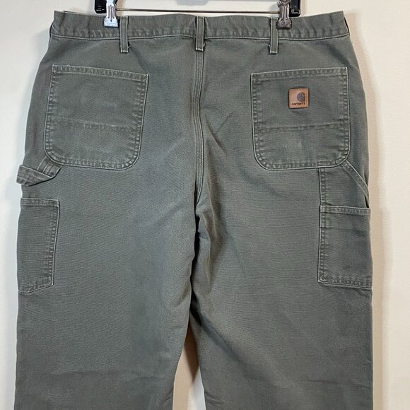 Carhartt Men's Gray Work Pants Size 42x32 Heavy Duty Cotton Canvas Relaxed Fit - Picture 4 of 9